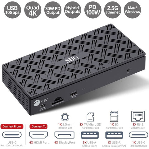 Siig, Inc. Siig Quad Hybrid 4k Video Docking W/pd