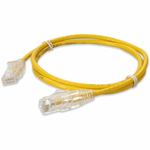 Add-on 3ft Yellow Cat 6a Slim Pvc Ethernet Cable Snagless Clear-claw Rj-45 M/m