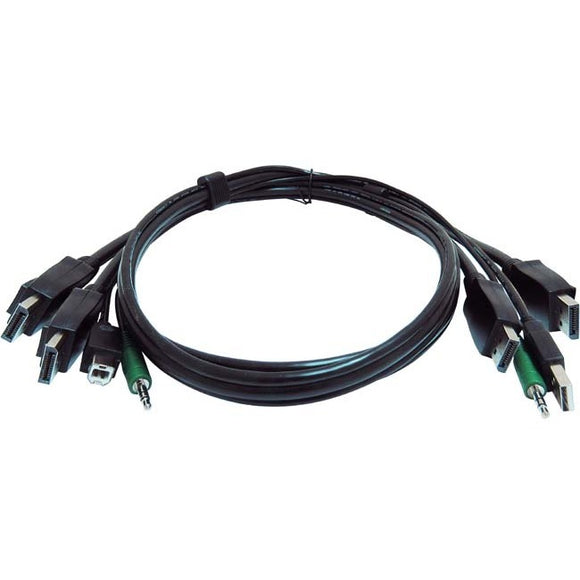 Black Box 10 Ft Kvm Usb Dual Displayport Cable With Audio - Taa Compli