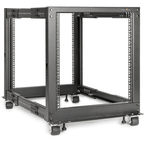 Rocstor Solidrack 12u Adjustable Depth Open Frame 4 Post Rack W/ Casters - Assembly Requ