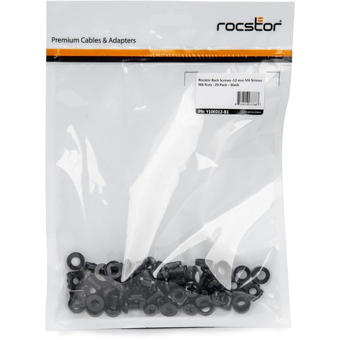 Rocstor Rack Screws - 20 Pack - 12 Mm M6 Screws - M6 Nuts - To Install Rack-mountable De