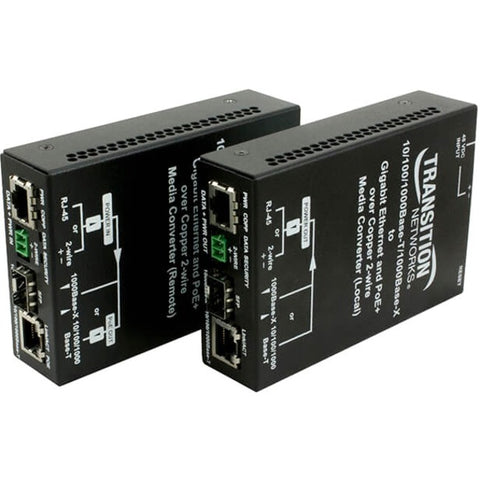 Transition Networks Inc Media Converter, Ip Gb Poe+ Over 2-wire, Remote Unit