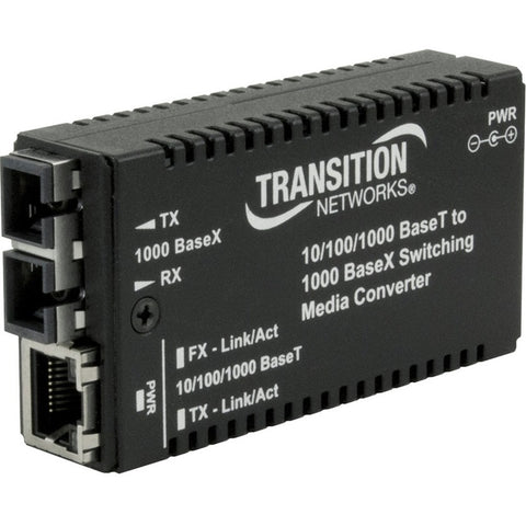 Transition Networks Inc Mini Media Converter 10/100/1000b-t To 1000b-sx Lc Mm W/ -na Power Supply