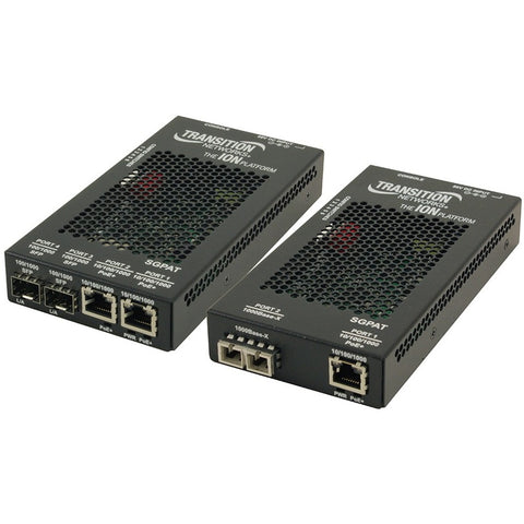 Transition Networks Inc 10/100/1000 Poe+ Rj-45 To Open Dual Speed Sfp Port Media Converter W/ -na Ps