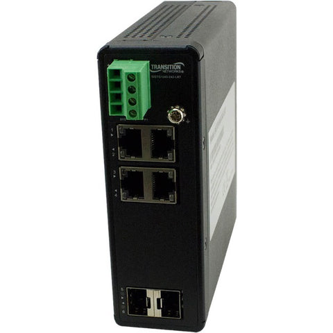 Transition Networks Inc Hardened Unmanaged Switch, 4-port Ge , 2 Sfp, 12-48vdc, - 40 - 75c