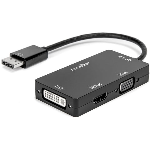 Rocstor Premium 3-in-1 Displayport To Hdmi, Vga, Or Dvi Converter Adapter 4kx2k