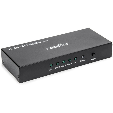 Rocstor Premium 4 Port Hdmi Splitter 4k 60hz Supports Uhd 4k At 60hz And Hdr 5v 1a Power