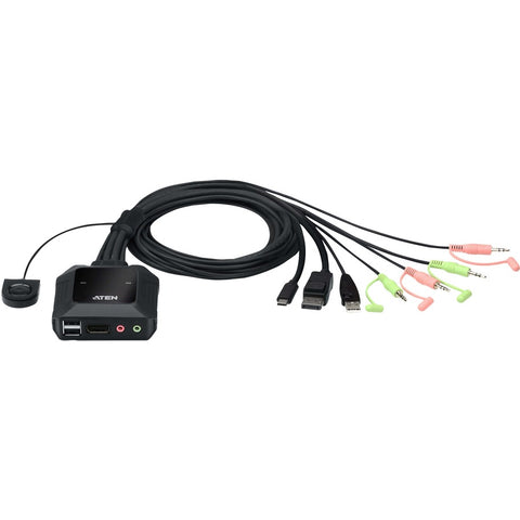 Aten 2-port Usb-c Displayport Hybrid Cable Kvm