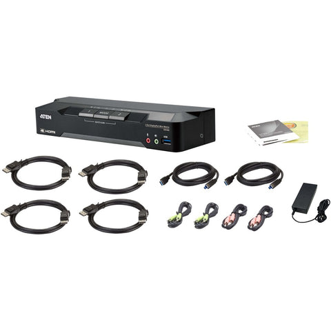 Aten 2-port 4k Displayport Dual Display Mini-matrix Kvm With Boundless Switching