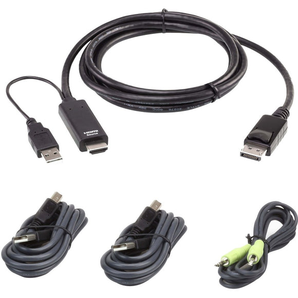 Aten 6ft. Dual Display Usb And Hdmi To Dp Universal Secure  Kvm Cable