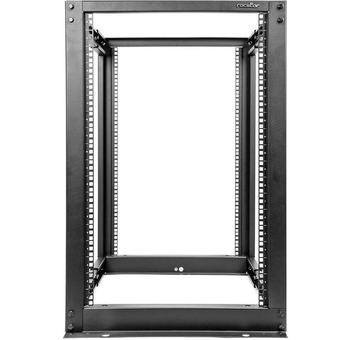 Rocstor Solidrack 18u Adjustable Depth Open Frame 4 Post Rack W/ Casters - 1200 Lbs Weig