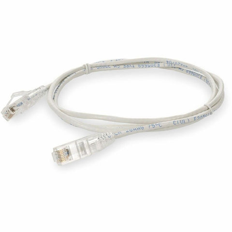 Add-on Addon 8ft White Cat 6 Slim Pvc Ethernet Cable Snagless Clear-claw Rj-45 M/m