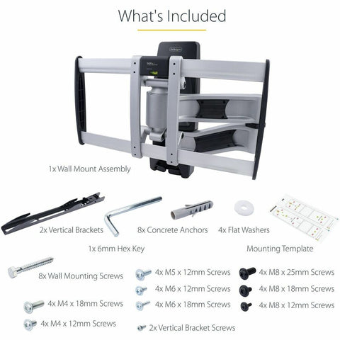 Startech Articulating Tv Wall Mount, Vesa Wall Mount Supports 26 To 65 Inch/99lb/flat/cur