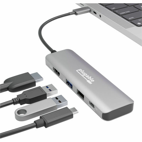 Plugable Technologies Plugable Usb C Hub Multiport Adapter, 4 In 1, 100w Pass Through Charging, Usb C