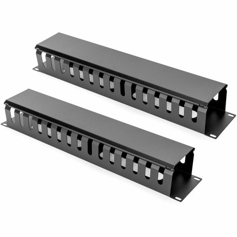 Rocstor 2u Horizontal Finger Metal Duct Rack Cable Management Panel With Cover For 19 Ne