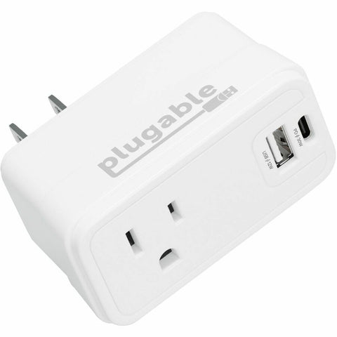 Plugable Technologies Plugable Wall Outlet Extender With 1x Usb-c And 1x Usb, 32w Usb C Charger Block,