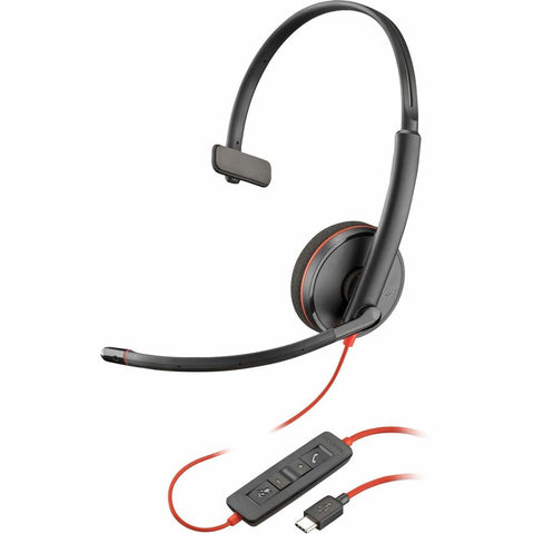 Hp Inc. Poly Blackwire 3210 Monaural Usb-c Headset +usb-c/a Adapter