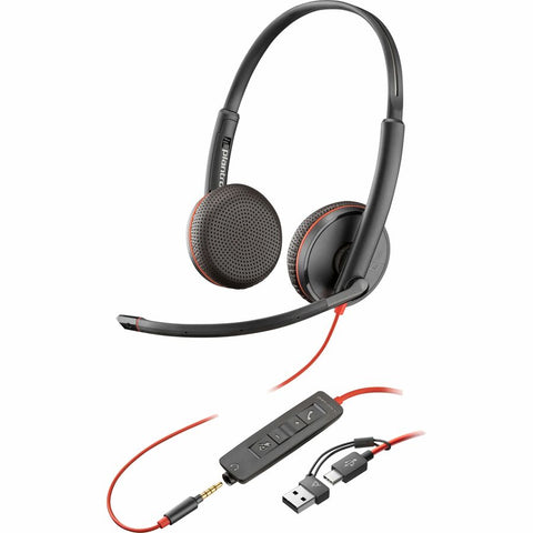 Hp Inc. Poly Blackwire 3225 Stereo Usb-c Headset +3.5mm Plug +usb-c/a Adapter (bulk)