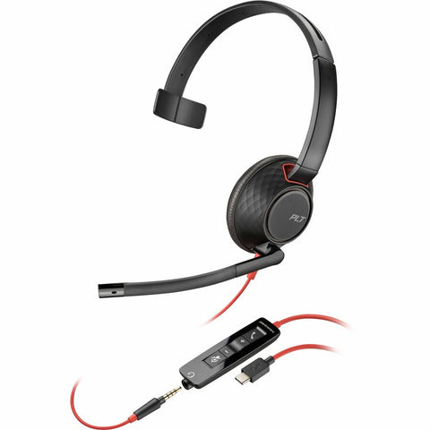 Hp Inc. Poly Blackwire 5210 Monaural Usb-c Headset +3.5mm Plug +usb-c/a Adapter