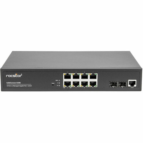 Rocstor Solidconnect Scm8 8-port Poe+ Gigabit L2 Managed Ethernet Switch & 2 Gigabit Sfp