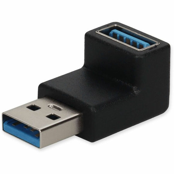 AddOn USB-A 3.0 Male Right Angle To USB-A 3.0 Female Black Adapter