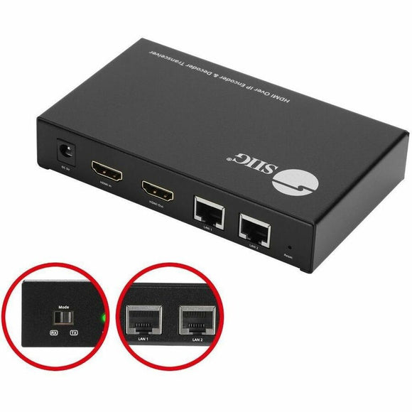 SIIG AVPRO HDMI Over IP Encoder & Decoder Transceiver, TX/RX Mode Switching, Cascading, 1080p, 1 to 1 600ft