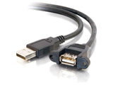 C2G 1ft Panel-Mount USB 2.0 A Male to A Female Cable