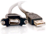 C2G 1.5ft Panel-Mount USB 2.0 A Male to A Female Cable