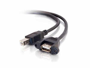 C2G 2ft Panel-Mount USB 2.0 A Female to B Male Cable