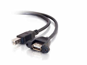 C2G 3ft Panel-Mount USB 2.0 A Female to B Male Cable