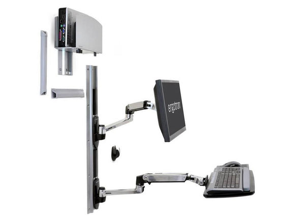 Ergotron LX Wall Mount System with Small CPU Holder (polished aluminum arms, black cpu holder)