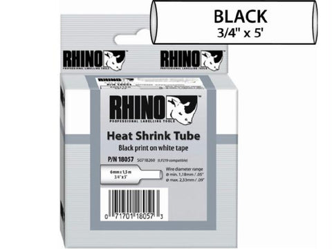 Newell-dymo Rhino 3/4in (19mm) White Heat Shrink Tubes, This Item Is Suitable Fo