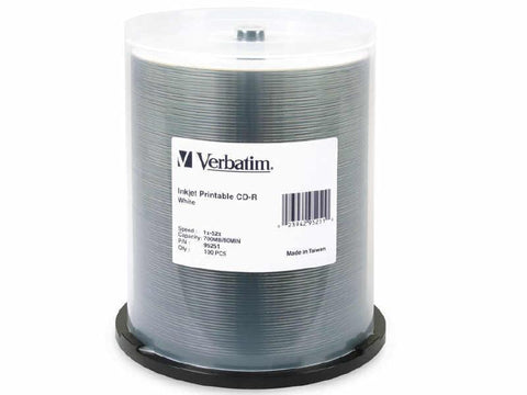 Verbatim Americas Llc 100pk Cd-r 80min 700mb 52x Wh Ij Prt Sp