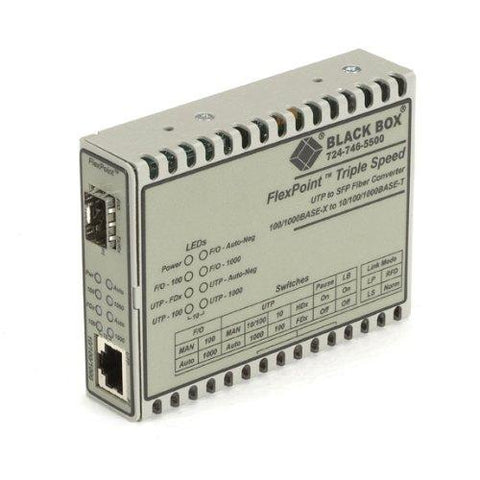 Black Box Gigabit Ethernet (1000-mbps) Media Converter - 10/100/1000-mbps Copper To 1000-m