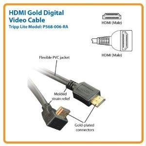 Eaton Tripp Lite Series High-speed Hdmi Cable With 1 Right-angle Connector, Digi