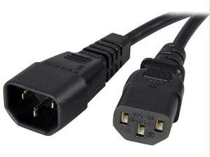 Startech Ac Power Cord 2ft (0.6m) 18awg Power Supply Extension Cable Iec 60320 C14 To C13