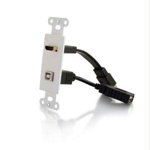 C2g Wall Plate - Usb-b,hdmi Left Connector - Female Left Gender - Usb-a,hdmi Right C