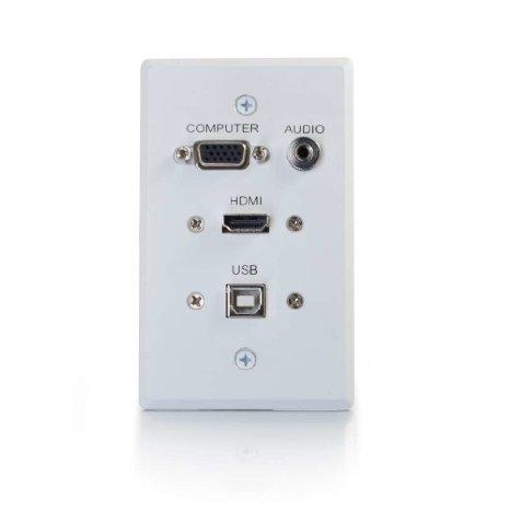 C2g Single Gang Wp Hdmi Vga 3.5mm Usb-white