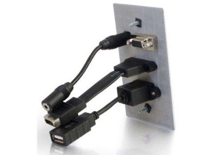 C2g Single Gang Wp Hdmi Vga 3.5mm Usb-al - Perfect For The Transition To In-wall Cab