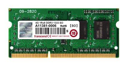Transcend Information 4gb Ram / Technology: Ddr3- Ram / Memory Speed:  1333- Ram Form Factor: So-dimm