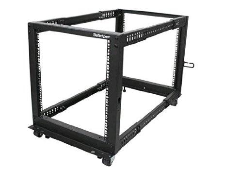 Startech Open Frame Server Rack - Steel - Black - 4- Post 12u Open Frame Server Rack With