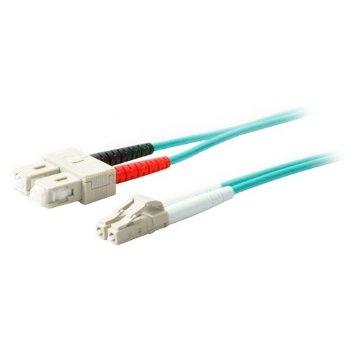 Add-on Addon 15m Sc To Lc Aqua Om3 Duplex Ofnr (riser-rated) Fiber Patch Cable
