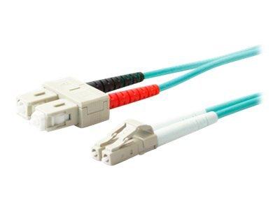 Add-on Addon 1m Sc To Lc Aqua Om4 Duplex Ofnr (riser-rated) Fiber Patch Cable