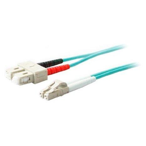 Add-on Addon 20m Sc To Lc Aqua Om3 Duplex Ofnr (riser-rated) Fiber Patch Cable