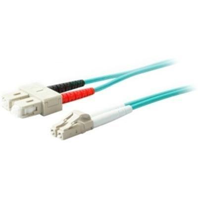 Add-on Addon 6m Sc To Lc Aqua Om4 Duplex Ofnr (riser-rated) Fiber Patch Cable