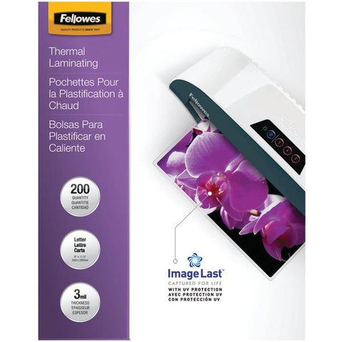 Fellowes, Inc. Thermal Laminating Pouches - Imagelast, Jam Free, Letter, 3mil, 200 Pack - Each