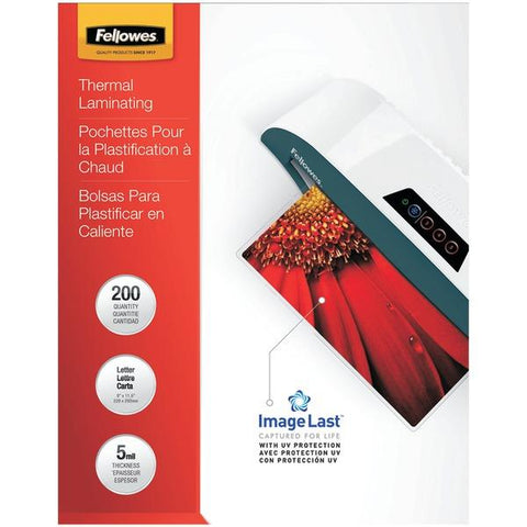 Fellowes, Inc. Thermal Laminating Pouches - Imagelast, Jam Free, Letter, 5mil, 200 Pack - Each
