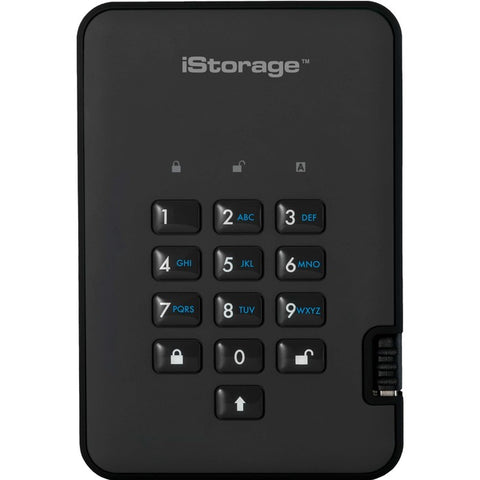 iStorage diskAshur2 1 TB Portable Hard Drive - External - Phantom Black - TAA Compliant