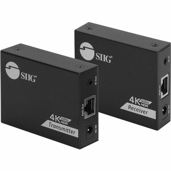SIIG 4K60Hz HDMI over Cat6 Extender with Loopout & IR - 50m- HDMI Extender- Auto Downscaling