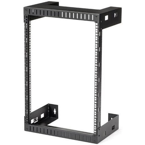 StarTech.com 15U 19" Wall Mount Network Rack, 12" Deep 2 Post Open Frame Server Room Rack for Data-AV-IT-Computer Equipment-Patch Panel with Cage Nuts & Screws 200lb Weight Capacity, Black